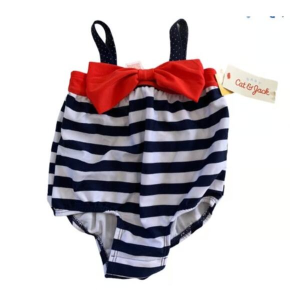 Cat and Jack Girls 6-9M One Piece Swimsuit UPF 50+ Rating UV Protection NEW - Picture 5 of 5